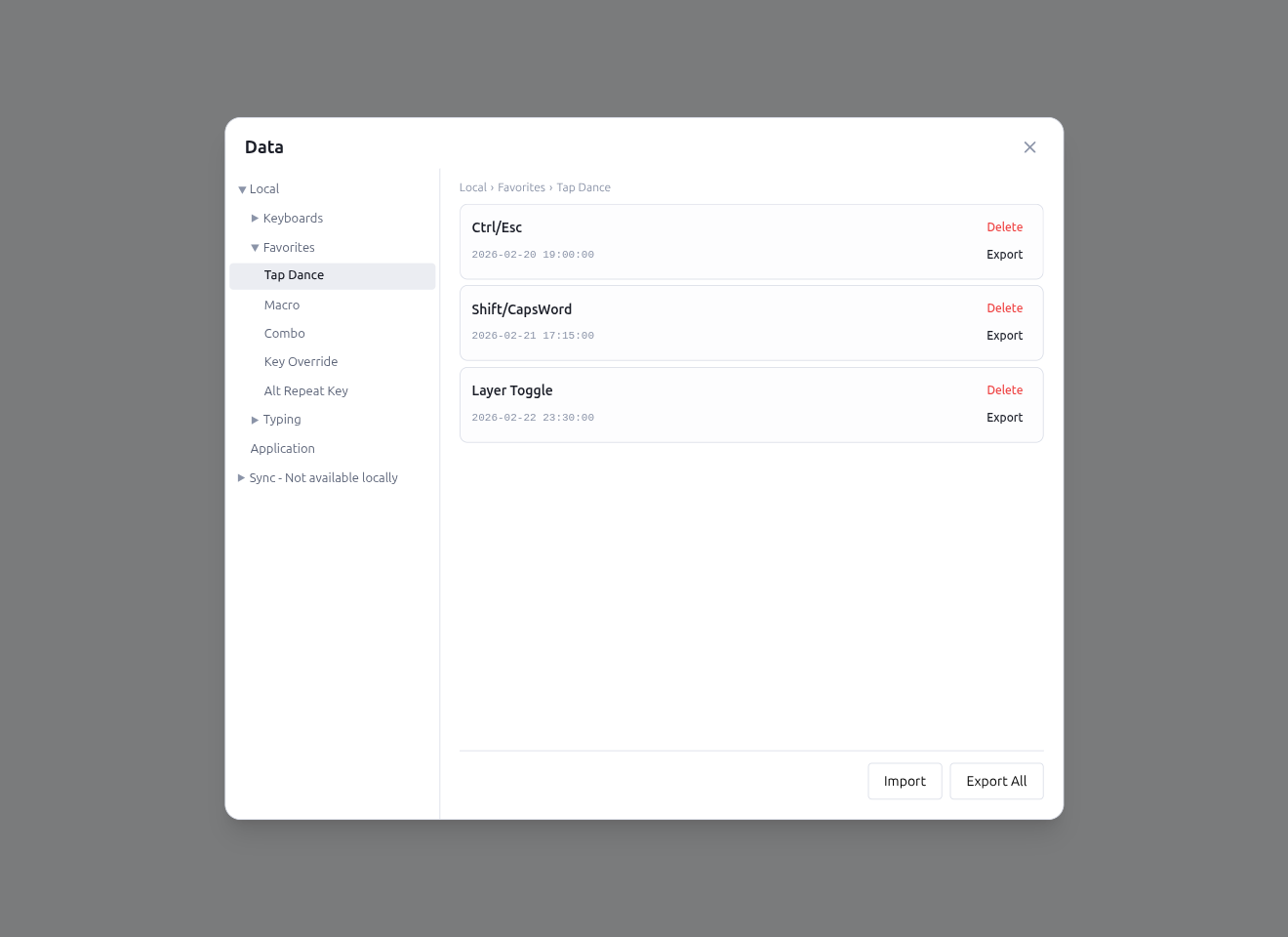 Data — Favorites