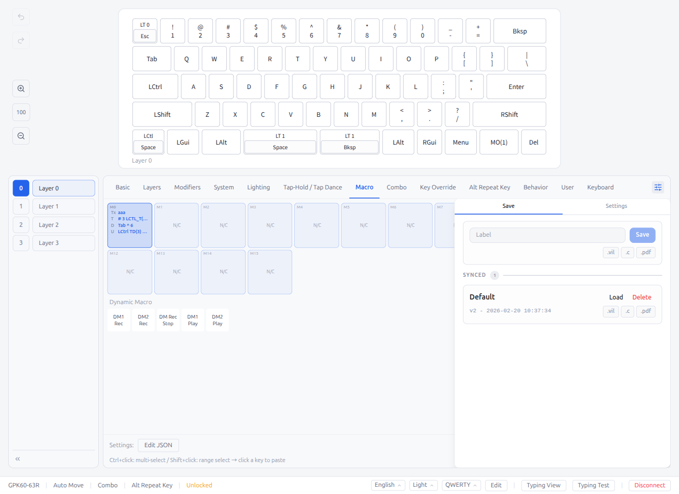 Editor Settings — Save