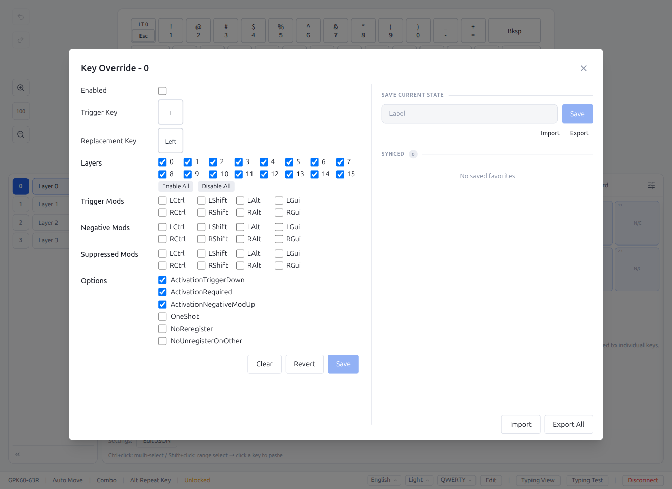 Key Override Detail