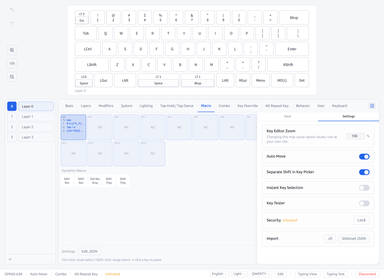 Overlay Panel — Settings