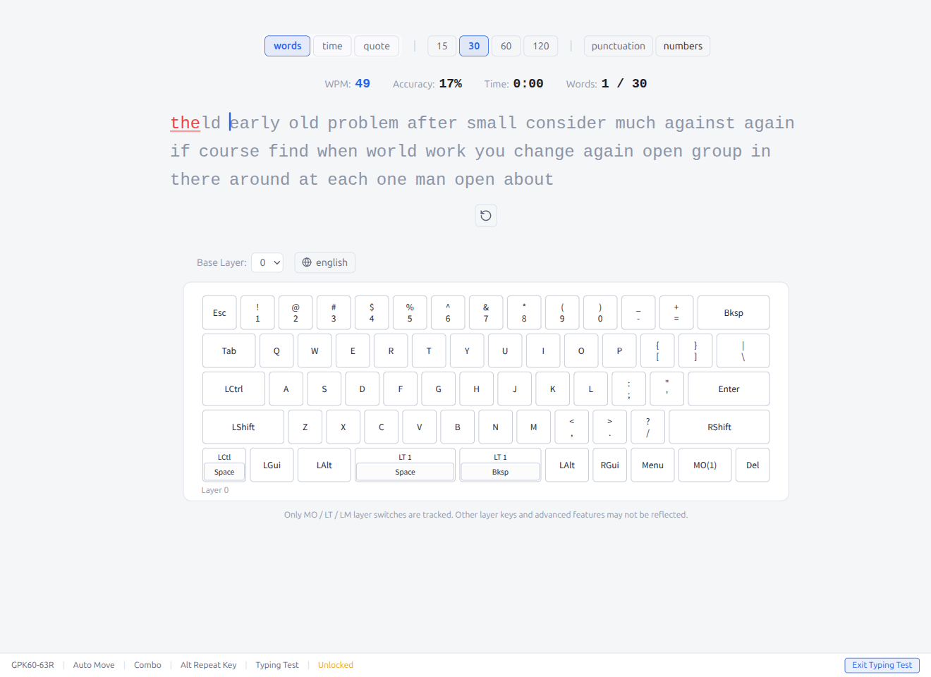Typing Test — Running