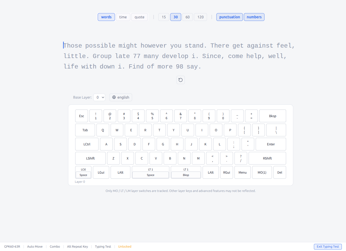 Typing Test — With Options